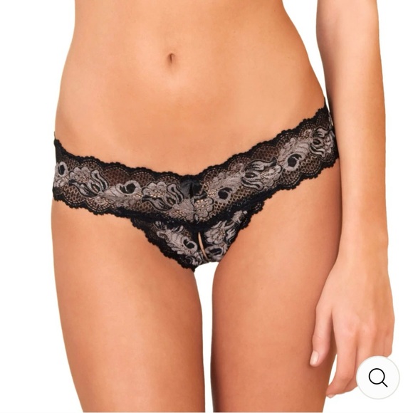 🆕 Reńe Rofe Crotchless Lace V-Thong - Picture 3 of 6